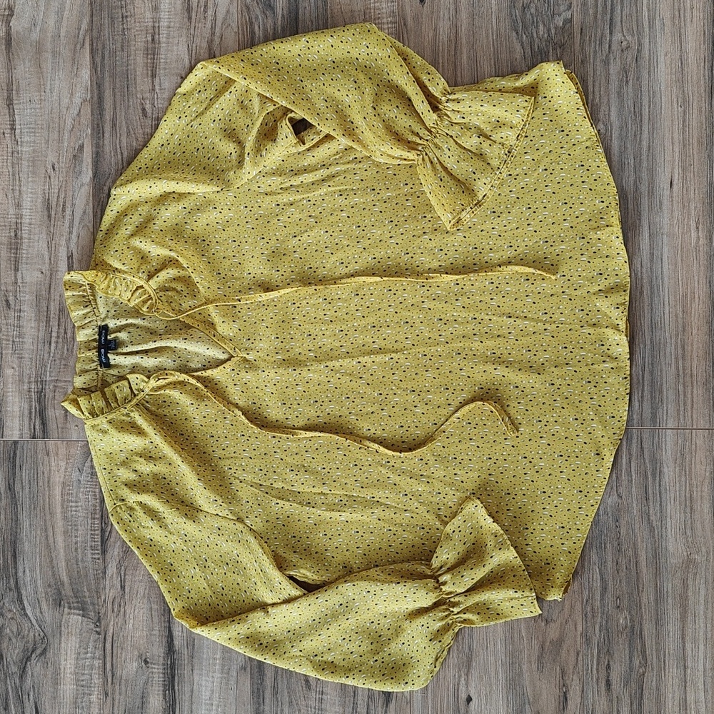 EUC Spotted semi-sheer blouse